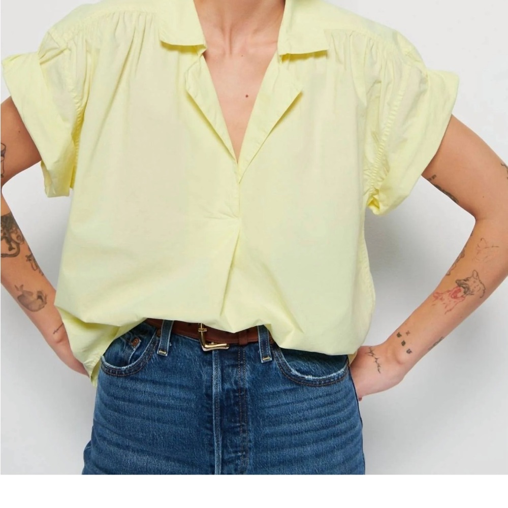 Nation LTD Lemon Yellow popover shirt